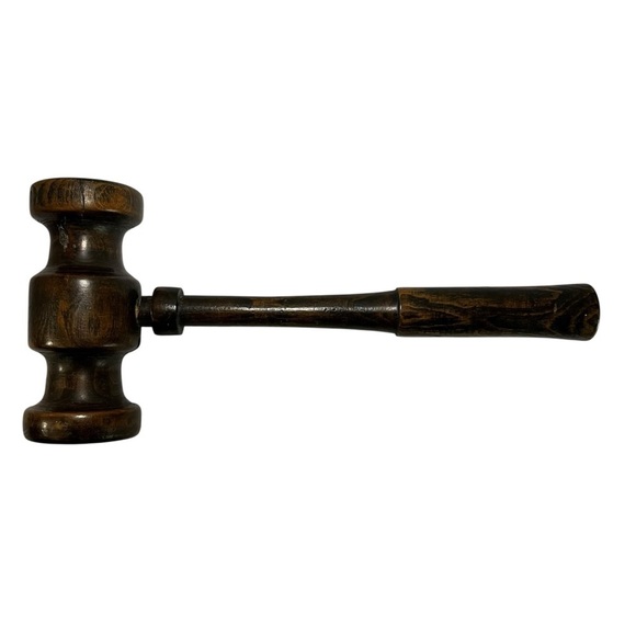 Handmade Wooden Gavel Solid Dark Wood Rustic Vintage Look Judge Auction Decor - Picture 3 of 8